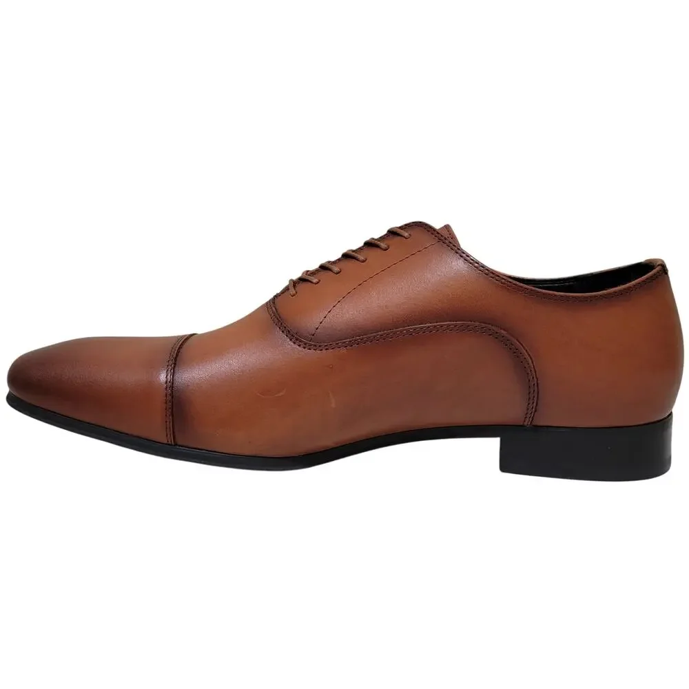 INC INTL Concepts Men Silas Cap Toe Dress Oxfords Size US 12M Brown Leather